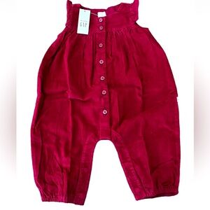 Baby Gap Corduroy Romper, Sleeveless One Piece, Red Maroon, NEW